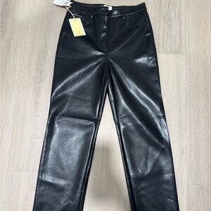 Aritzia Wilfred Melina Black Leather Pants